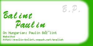 balint paulin business card